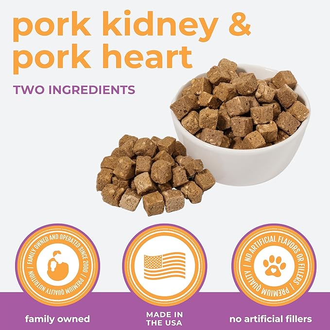 Momentum Carnivore Nutrition Freeze-Dried Pork Training Bites – Two Ingredients-Pork Kidney and Heart, Grain-Free, All-Natural Dog Treats –Made in USA – Perfect for Training & Rewards- 2.5 oz Bag