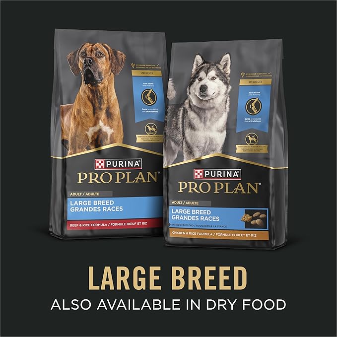 Purina Pro Plan Gravy Wet Dog Food for Large Dogs,Large Breed,Chicken and Rice Entrée - 13 oz. Cans,(Pack of 24)