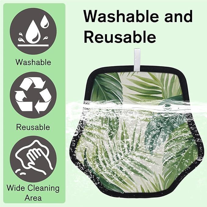 Watercolor Palm Leaf Electrostatic Pet Hair Removal Glove for Cats & Dogs - Reusable Grooming Mitt for Couch, Carpet, Car Seat & Laundry - Large 9x9 Inch