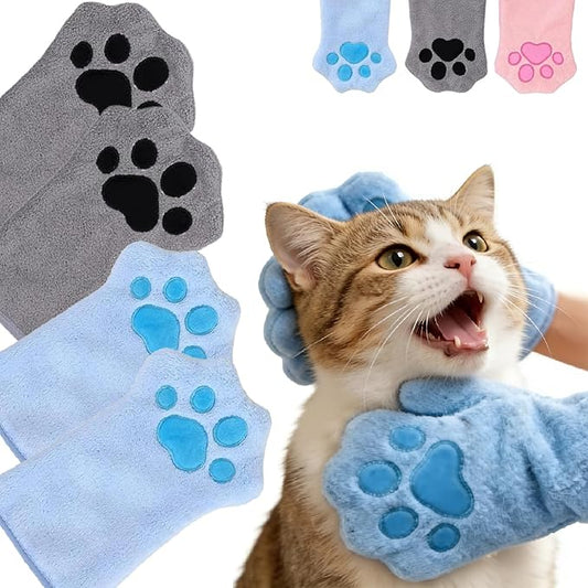 Paw Bathing Towel for Cats Dogs,Makes Paws Washing Easy & Stress-Free,Soft Reusable Pet Grooming Towel,Quick-Dry, Machine Washable Paw Cleaning Mitt for Cats Pets (4pcsA)