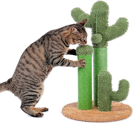 Cat Scratching Post Cactus Cat Scratching Board with 3 Scratching Poles and Interactive Hanging Ball for Medium-to-Large Cats