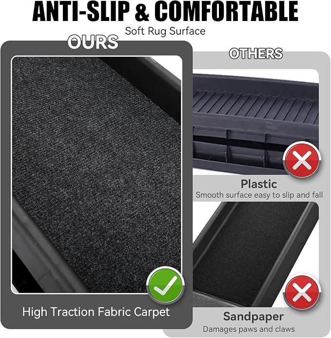 PawStep 51006 61 inch Portable Folding Pet Ramp with Carpet Great for Truck SUV Car