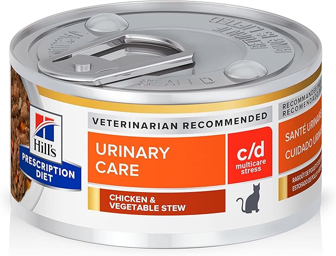 Hill's Prescription Diet c/d Multicare Stress Urinary Care Chicken & Vegetable Stew Canned Cat Food, 2.9 oz, 24-pack wet food