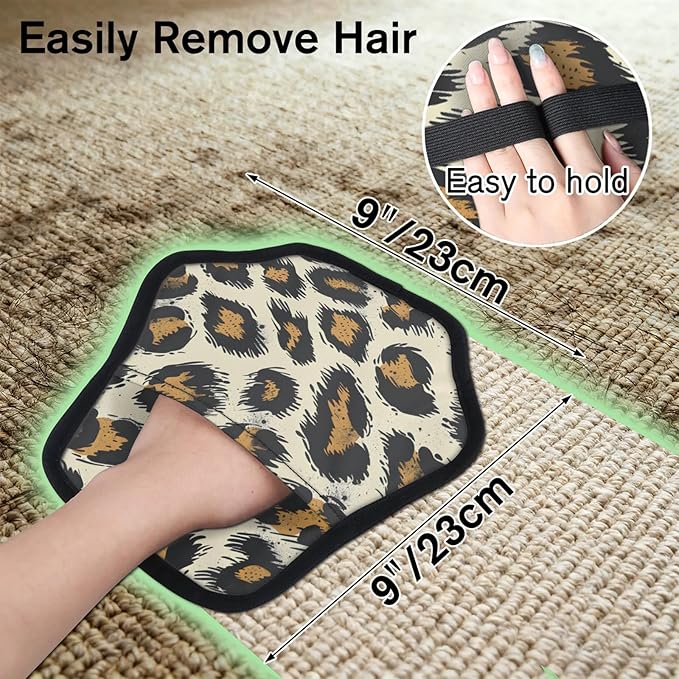 Leopard Print Pet Hair Remover Glove 2 Packs Dog Brushes for Grooming Cats Hair Remover Furniture Electricity Magic Brush Reusable Pet Hair Removal Tool Lint Brushes for Clothes, Carpet, Couch