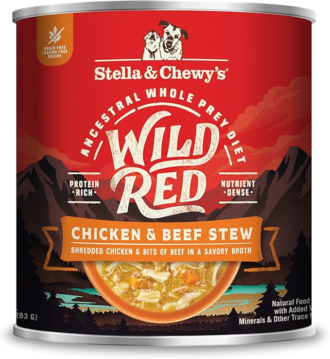 Stella & Chewy's Wild Red Wet Dog Food - High Protein Chicken & Beef Stew - Grain-Free Premium Recipe with 96% Animal Protein - Perfect for Picky Eaters, 10 oz, Pack of 6
