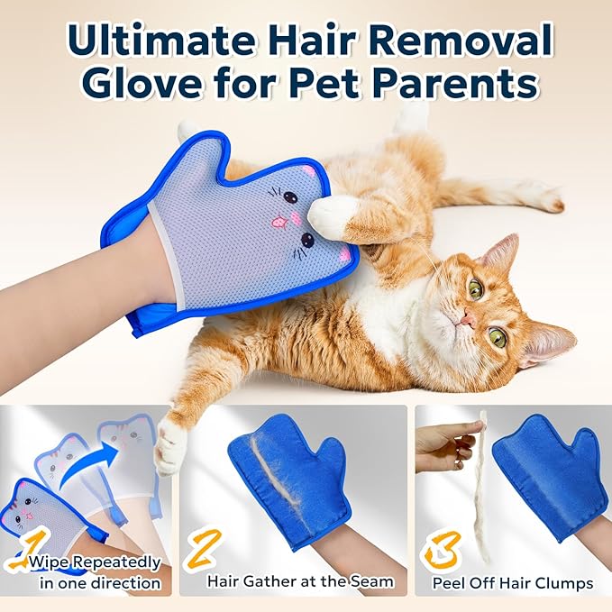 Pet Hair Removal Glove - Electrostatic Magic Pet Hair Remover, Portable & Reusable Dog & Cat Fur Remover Tool for Clothes, Couch, Furniture, Carpet, and Car Seats,1 PCS
