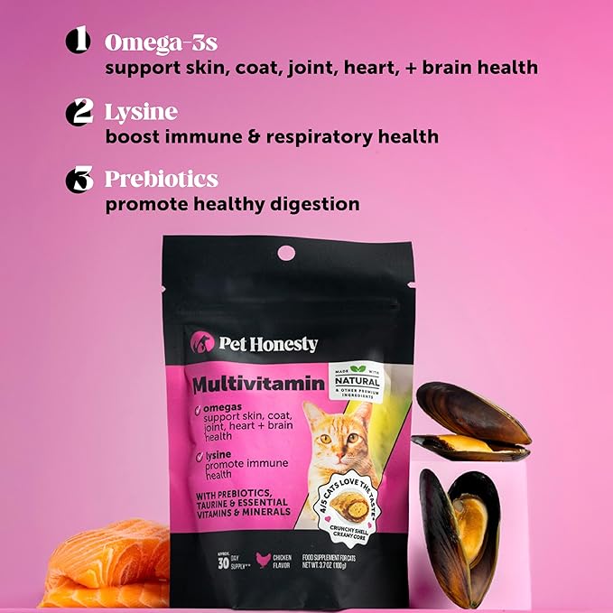 Cat Multivitamin + Cat Hip & Joint Daily Essentials Bundle - Crunchy & Creamy Chews for Immune Health, Joint Support, and Skin & Coat