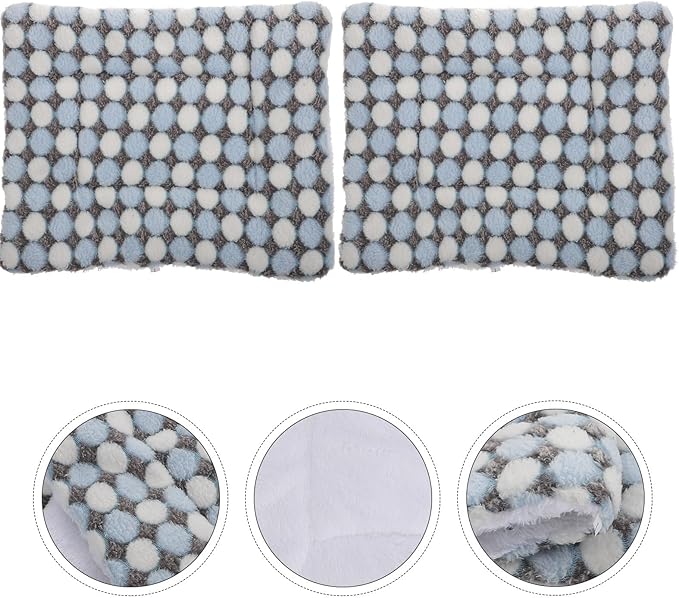 ABOOFAN 2pcs Pet Sleeping Mats Warm Floor Throw Mats Blue Polka Dot Soft Sofa Cushion Pads for Dogs and Cats Autumn Winter Pet Supplies