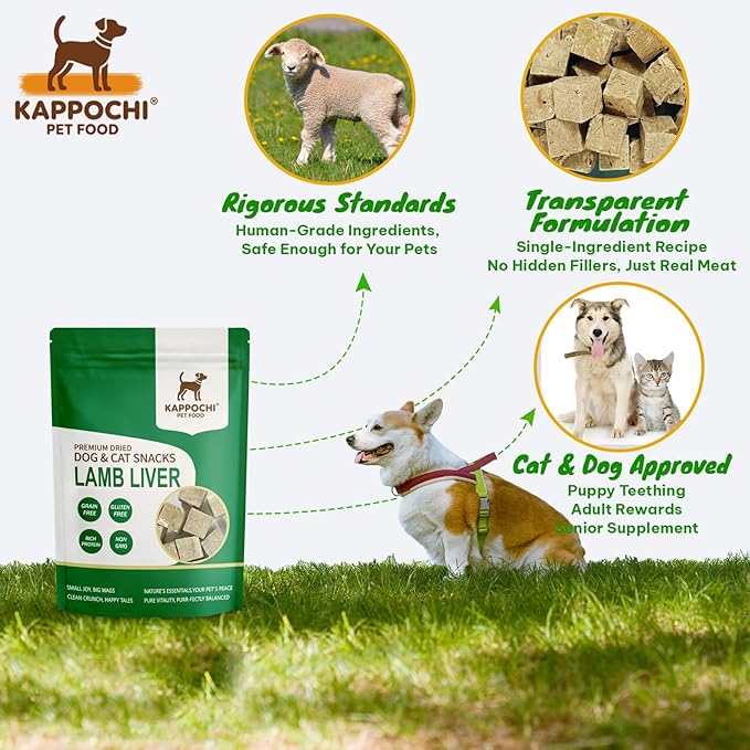 Freeze-Dried Lamb Liver Cube Dog Treats, 3.5oz(100.0g), 100% Single Ingredient, High Protein Training Treats, Natural & Raw, No Additives, Grain Free, Gluten Free