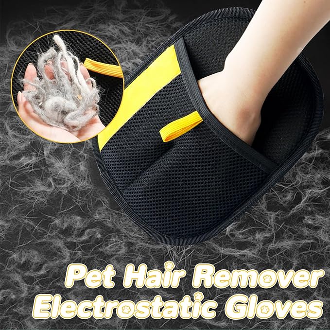 Purepath Hair Removal Glove, Pet Hair Removal Glove for Dogs & Cats, Reusable Electrostatic Gloves Pet Hair, Grooming Cleaning Tool for Clothing, Couch, Carpet, Car Seat (2pcs)
