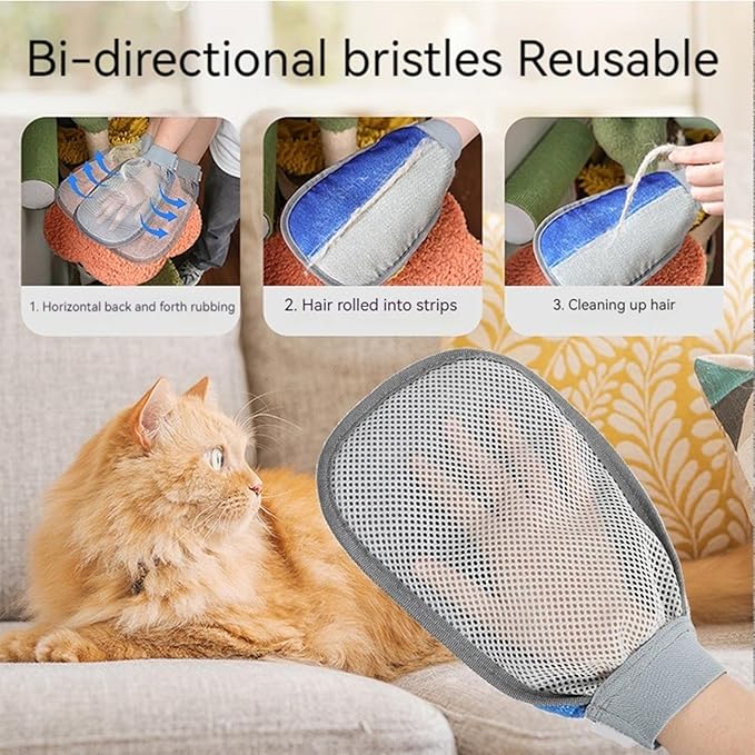 Cat - Clean Removal, Electrostatic Fabric, Washable Build, Gentle Grooming, Secure Fit, Lint Capture, Pet Care, Kitten Puppy Clothing Couch Sofa Bed Carpet Furniture