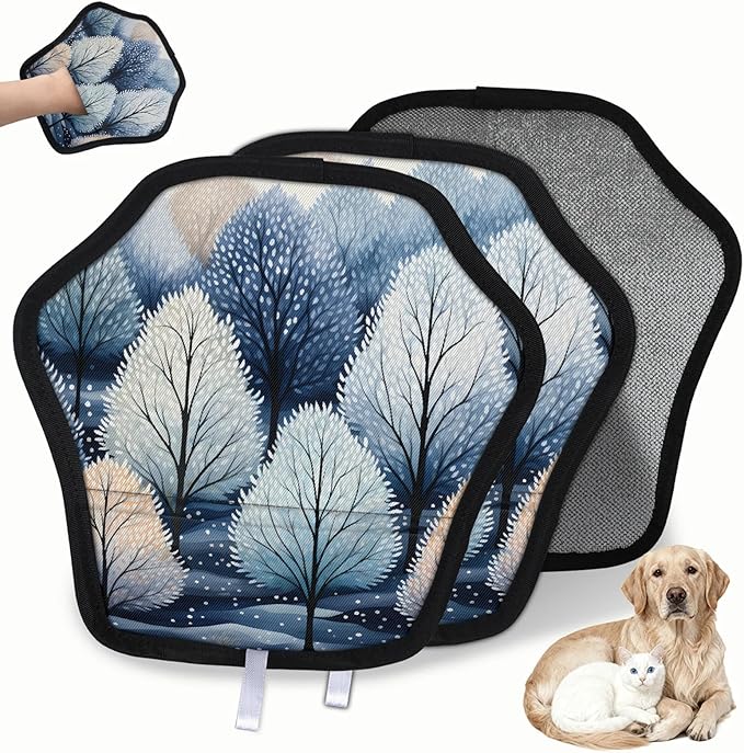 Trees Electrostatic Pet Hair Removal Glove for Cats & Dogs - Reusable Grooming Mitt for Couch, Carpet, Car Seat & Laundry - Large 9x9 Inch