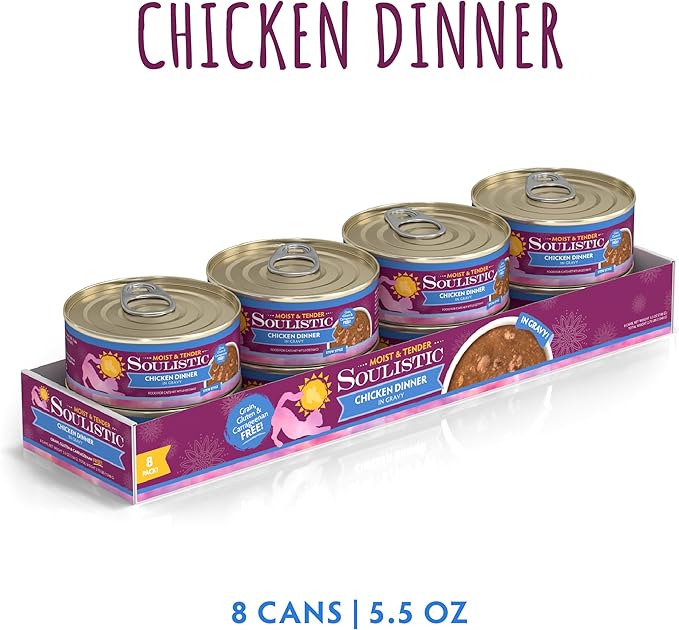 Soulistic Moist and Tender, Chicken Dinner in Gravy, 5.5oz Can, Pack of 8