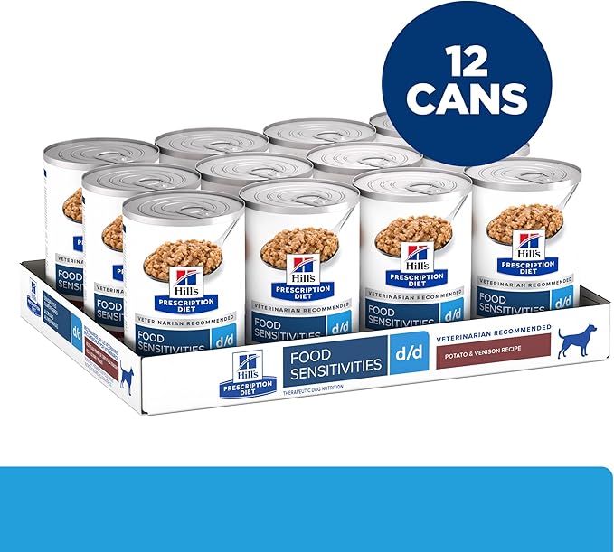 Hill's Prescription Diet d/d Wet Dog Food, Potato & Venison Recipe, 13 oz. Cans, 12-Pack