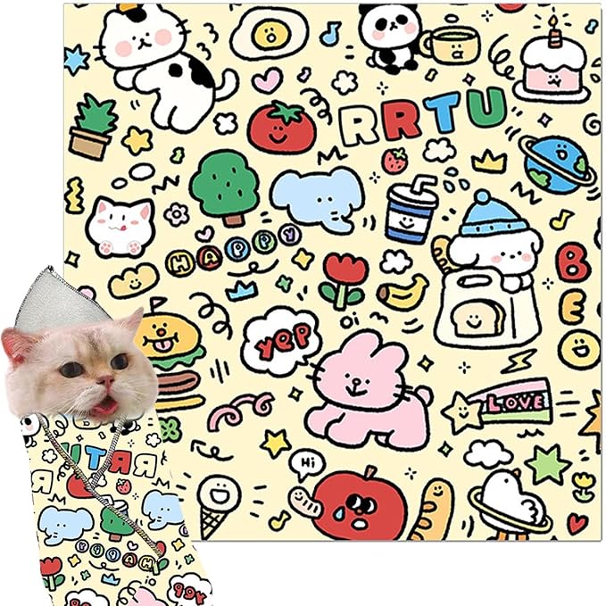 Grooming Cat Fabric Wrap - Adhesive Anti-Bite Fabric Swaddle Cat Wrap, Cat Grooming Swaddle Wrap | Screen Cleaning Cloth Cat Claw Care Adherent Restraint Wrap for Pet Shelter, Home