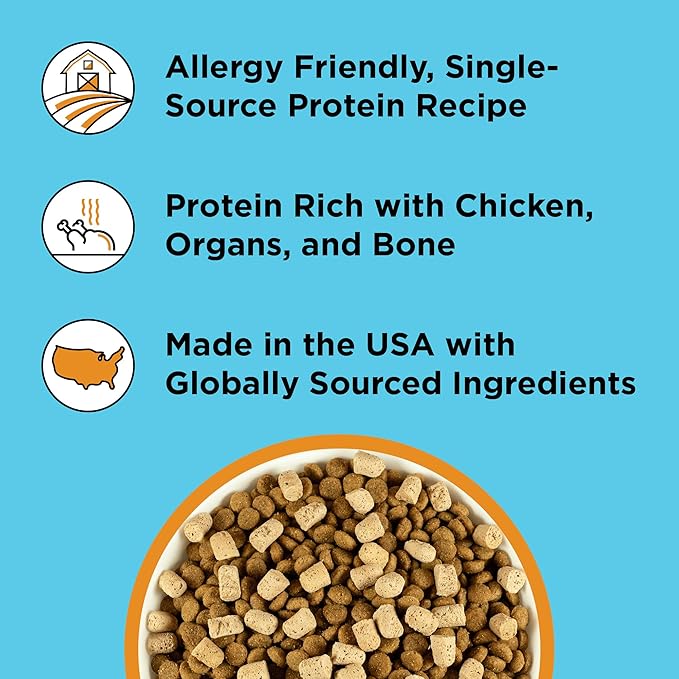 BIXBI Liberty Freeze Dried Dog Food Topper + Dog Treat, Chicken Recipe, 4.5 oz - 98% Meat and Organs - Pantry-Friendly Raw Treat or Food Topper - USA Made