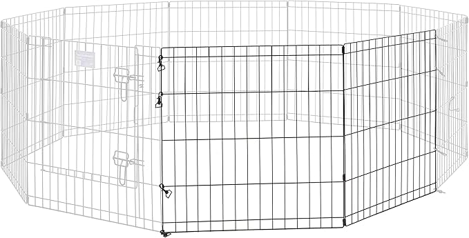 MidWest Homes for Pets Universal Pet Playpen 2-Panel Extension Kit | Fits Metal 24-Inch Dog Pens | Kit Measures 24H x 47.50W Inches| Includes 4 Thumb Snaps, 2 Ground Stakes