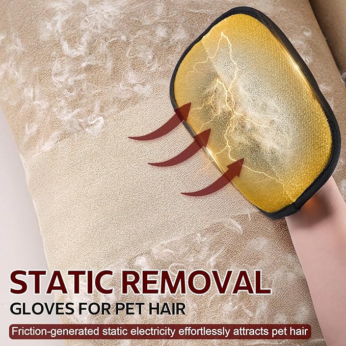 2-Pack Pet Hair Remover Gloves for Cats & Dogs, 2026 Upgraded Five-Finger Reusable Electrostatic Pet Hair Gloves, Magic Brush Pet Hair Remover Tool for Laundry, Couch, Carpet, Car Seat
