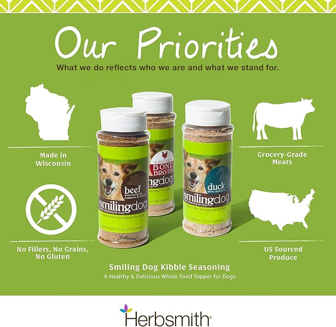 Herbsmith Kibble Seasoning – Freeze Dried Turkey – DIY Raw Coated Kibble Mixer - Dog Food Topper for Picky Eaters, 4.9 oz [Bundle x3]