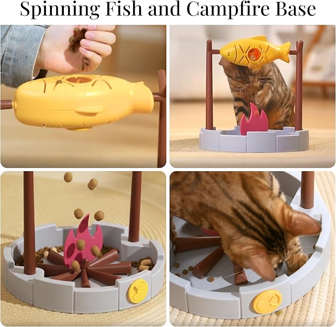 PetPals Cat Slow Feeder, Treat Dispenser - Interactive Cat Puzzle Toy for Small Pets & Kittens, Mental Stimulation Pet Food Feeding Toy, Dry Food Dispensing Cat Toy