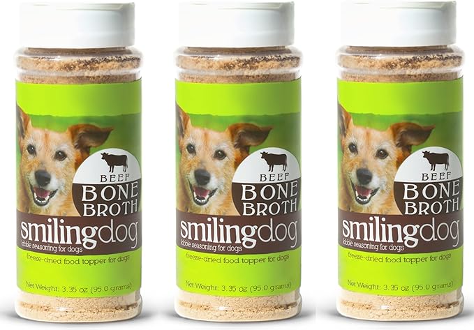 Herbsmith Bone Broth Kibble Seasoning - Freeze Dried Meat + Bone Broth Powder for Dogs - Beef, 3.35 oz [Bundle x3]