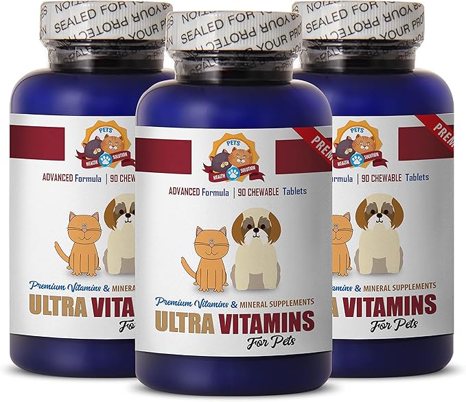 Minerals for Cats - Ultra Vitamins - Pets - Cats and Dogs - Premium Formula - Healthy Treat - Old cat Supplements - 270 Treats (3 Bottle)