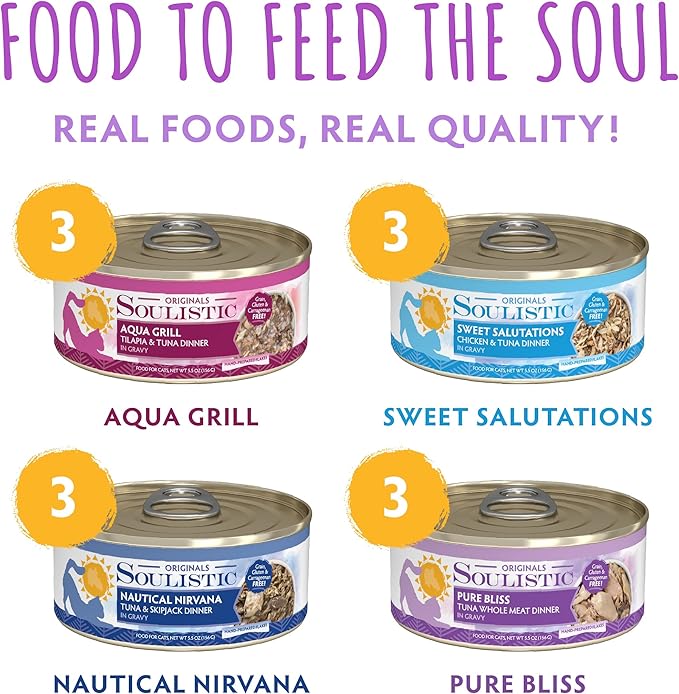Soulistic Originals, Serene Selections Variety Pack, 5.5oz Can, Pack of 12