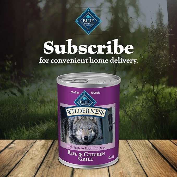 Blue Buffalo Wilderness Adult Wet Dog Food, High-Protein & Grain-Free, Made with Natural Ingredients, Beef & Chicken Grill, 12.5-oz Cans, 12 Count