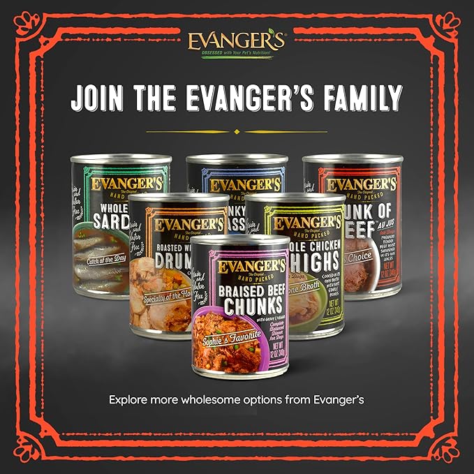 Evanger's Heritage Classics Hand Packed Hunk of Beef Dog Food – 12 Count, 12 oz Each – Tender Beef Roast Cooked in Own Juices – Grain & Gluten Free Wet Dog Food