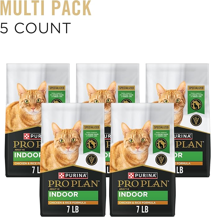 Purina Pro Plan Adult Indoor Chicken and Rice Formula High Protein Cat Food - 7 lb. Bag