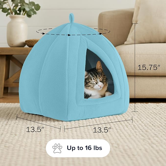 PETMAKER Indoor Cat House with Removable Foam Cushion for Cats, Kittens, Small Dogs & Small Pets, Plush Pet Bed Crate Tent Hideaway with Cozy Soft Interior, Small Animal Sleep & Rest Space