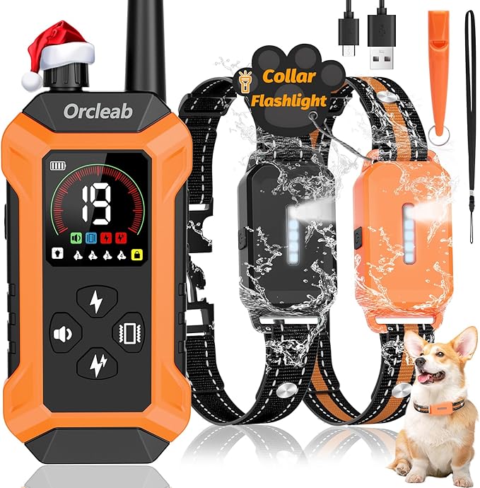 Shock Collar with Remote Control for Dogs, 4400FT, IP67 Waterproof Collar with Beep, Vibration, Safe Shock, Flashlight, Shock Collar for 2 Dogs E-Collars for All Breed (10-120Lbs)