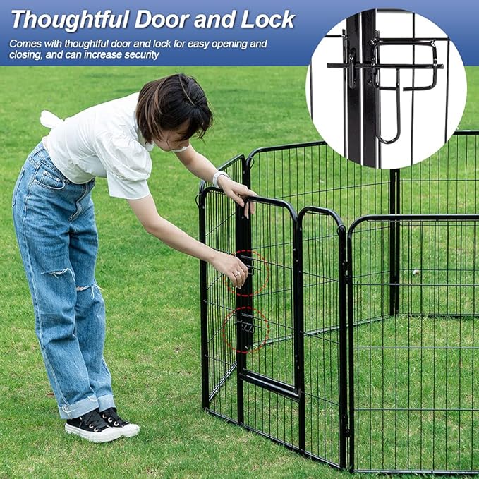 BestPet | Dog Playpen | 40 Inch, 32 Panels | Heavy Duty Metal Pet Exercise Pen | Indoor Outdoor Fence Panels | Rust-Resistant, Removable, Tool-Free Setup | Anti-Skid, Expandable Design