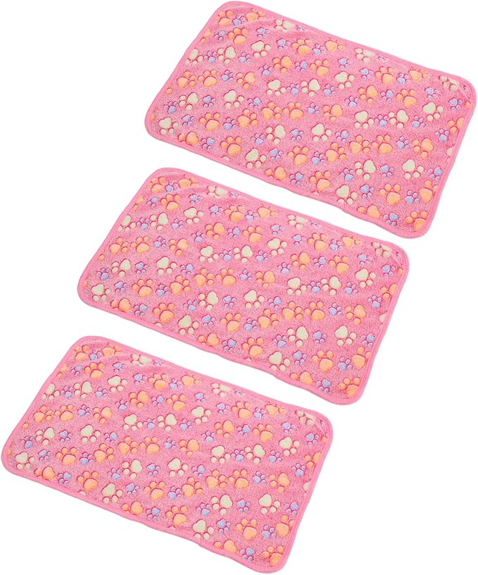 3Pcs Dog Paw Print Fleece Blanket, Pet Warm Sleep Mat, Coral Fleece Soft Dog Blanket with Cute Paw Design, Bite Resistant Pet Supplies for Dogs Cats Small Animals (S)