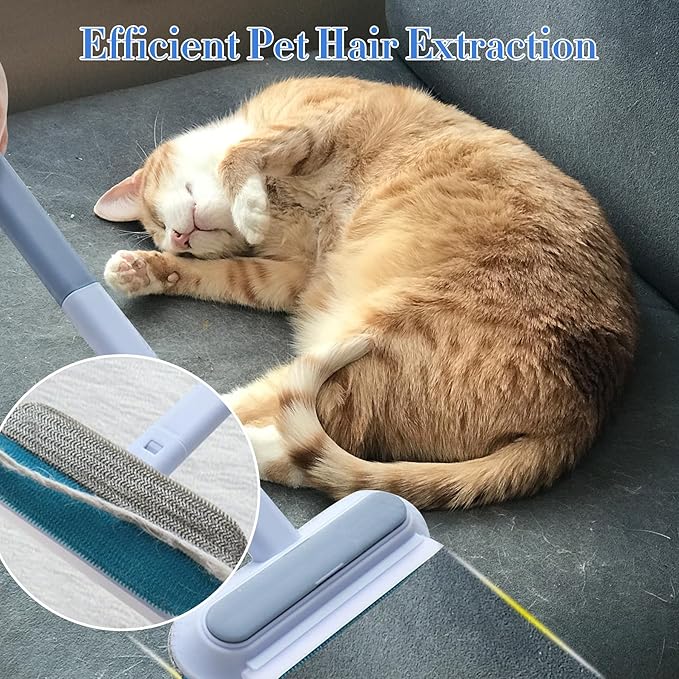 Pet Fur Removal Tool, Dog and Cat Hair Remover for Couch Carpet Furniture, 4 in 1 Multifunctional Pet Hair Removal Broom, Cleaning Brush for Window Tile, Reusable Washable (2 Pack)
