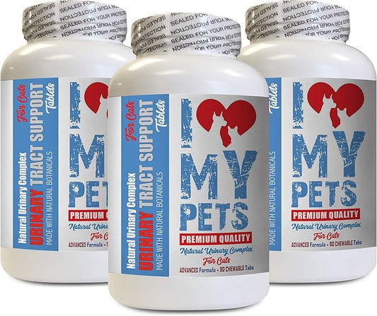 I LOVE MY PETS LLC Bladder Support for Cats - CAT Urinary Tract Support - Natural Complex - Premium - Urinary Tract Supplements for Cats - 270 Treats (3 Bottles)