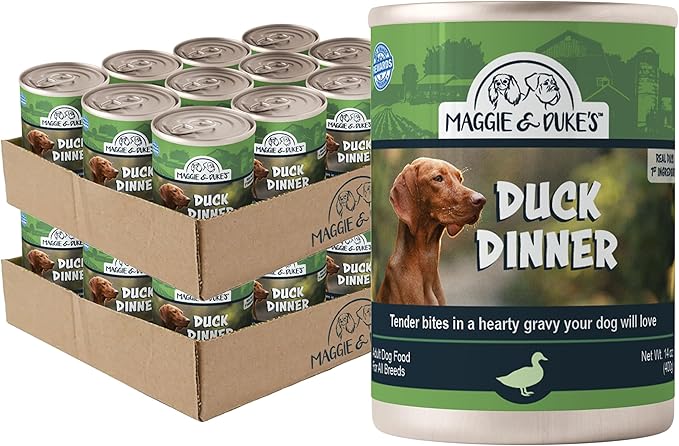 CountryMax Maggie & Duke's Tender Bites in Gravy Canned Dog Food, 14 oz Cans – Premium Wet Food for Dogs, High Protein, Grain-Free, Natural Ingredients (24 Pack, Duck Dinner)