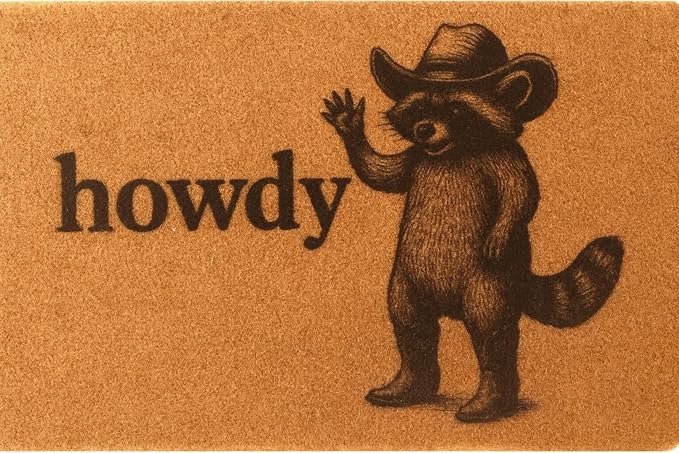Funny Doormat Outdoor Welcome Mat, Faux Coir Door Mat for Front Porch or Entryway, Cute Pet-Themed Durable and Easy to Clean Rug 30"x17" (Howdy-1)