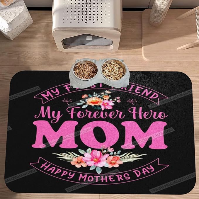 Pet Feeding Mat Absorbent Dog Mat for Food and Water Bowl Dog Accessories Happy Mother's Day Floral Gift for Mom Gj Pet Supplies Dogs Quick Dry Cat Water Dispenser Mats 18X12In