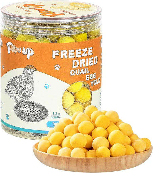 PAWUP Freeze Dried Cat & Dog Treats, Natural Quail Egg Yolk, Single Ingredient, High-Protein Pet Snacks for Skin & Coat Health, No Artificial Additives, 9.2 oz