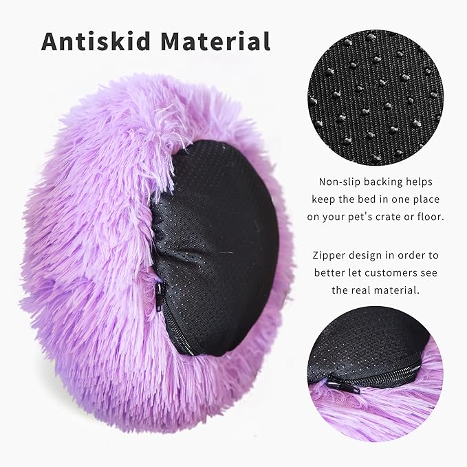 Chinchilla Bed Purple for Cage Fluffy Round Beds for Small Animals Washable Anti Slip 11.8 inch
