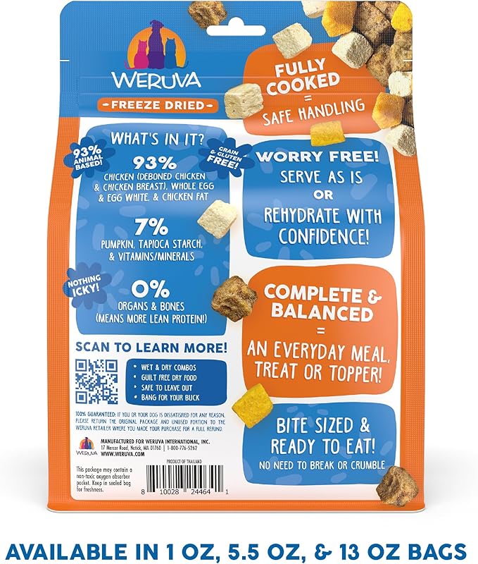 Weruva Dog Freeze Dried, Feeling Farmy with Chicken Breast, Egg & Pumpkin, 5.5oz Bag
