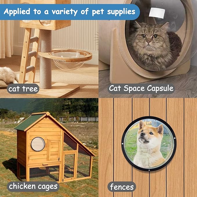 HiCaptain 2 Pack Dog Fence Window with Cleaning Cloth, Clear Acrylic Pet Dome Window, Pet Peek Window for Dog Fence to Relieves Stress, Reduced Barking, Easy Installation -12.5"(2 Pack)