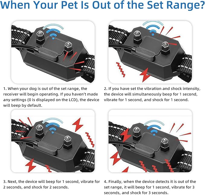 Wireless Dog Fence, GPS Dog Collar System with 3 Warning Modes, Outdoor Use Rechargeable Wireless Pet Fence, Range 98-3280 FT