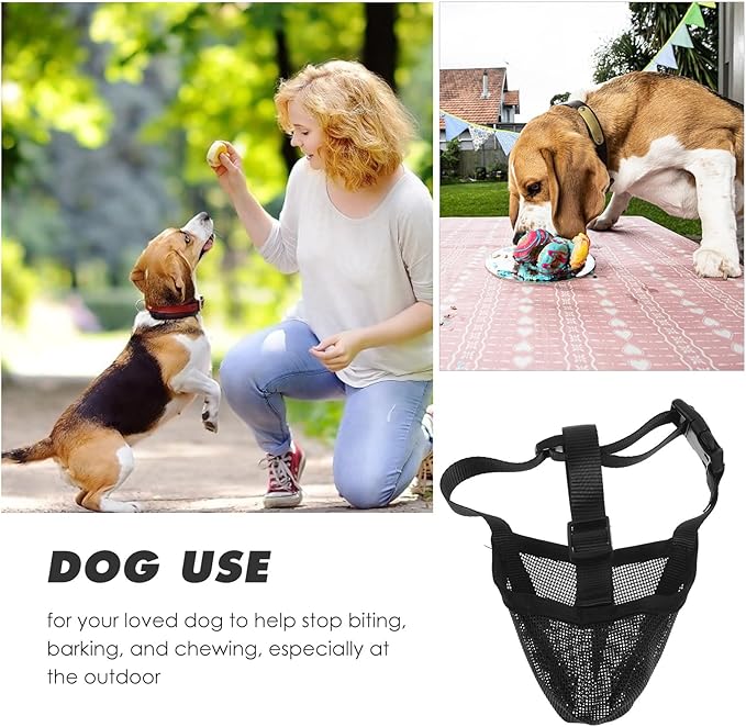 VOSAREA Professional Dog Muzzle Breathable Mesh Soft Mouth Cover Anti-Biting No Barking Muzzle for Large Dogs Black S Size Comfortable Pet Supply Training Grooming