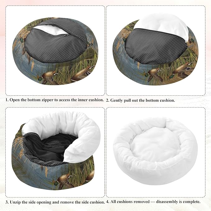 Pet Dog Beds Warm & Cozy fluffier Orthopedic Dog Bed for Extra Small Size Pets Supplies Wetland Bird Scene