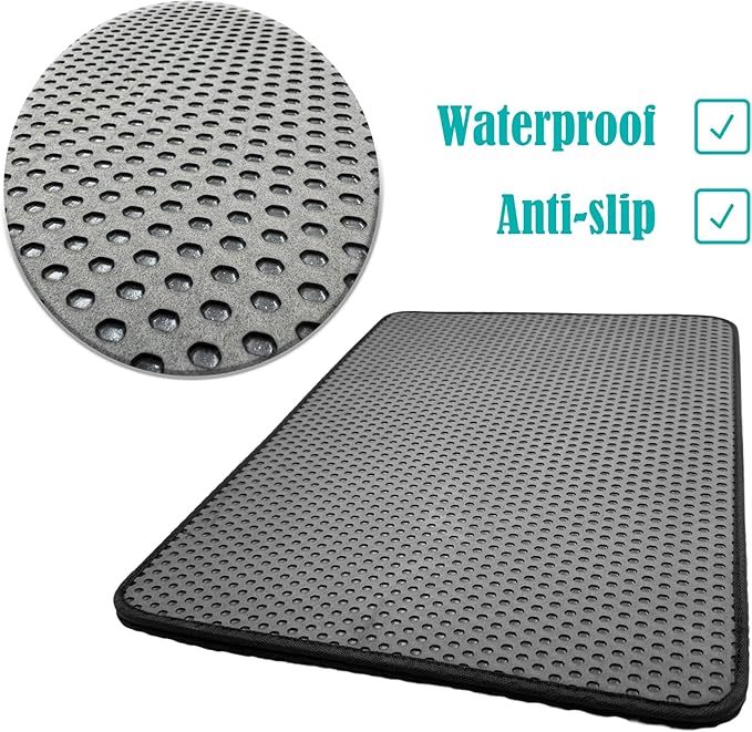 HTTMT- (20x15.7 inch) Pet Supplies Cats Litter & Housebreaking 40X50 Black Cat litter Mat Double Layer Pad Trapper Folding Pad EVA Foam Rubber
