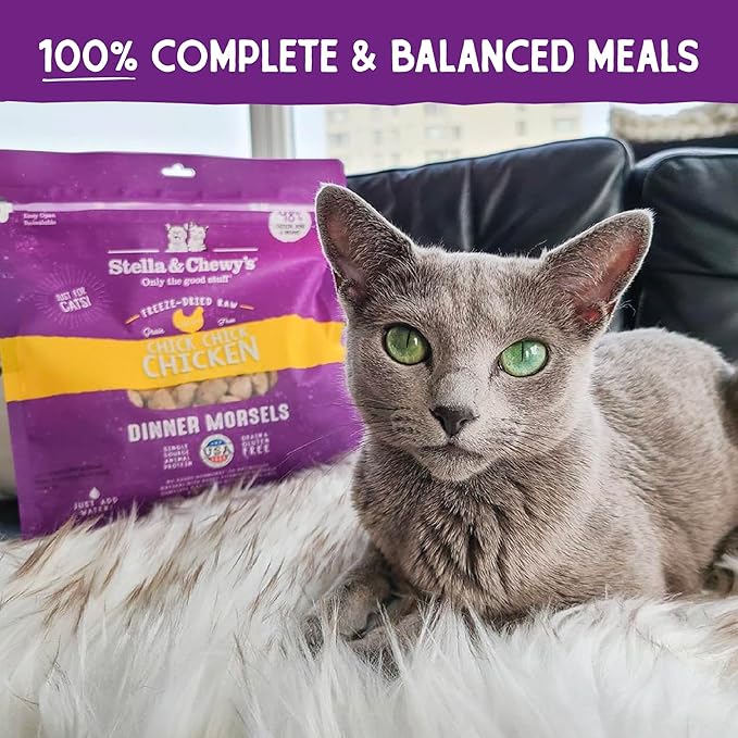 Stella & Chewy's Freeze-Dried Raw Cat Dinner Morsels - Premium Chicken Recipe with 98% Cage-Free Meat & Organs - Natural Grain-Free Cat & Kitten Food - Made in USA - 1 oz