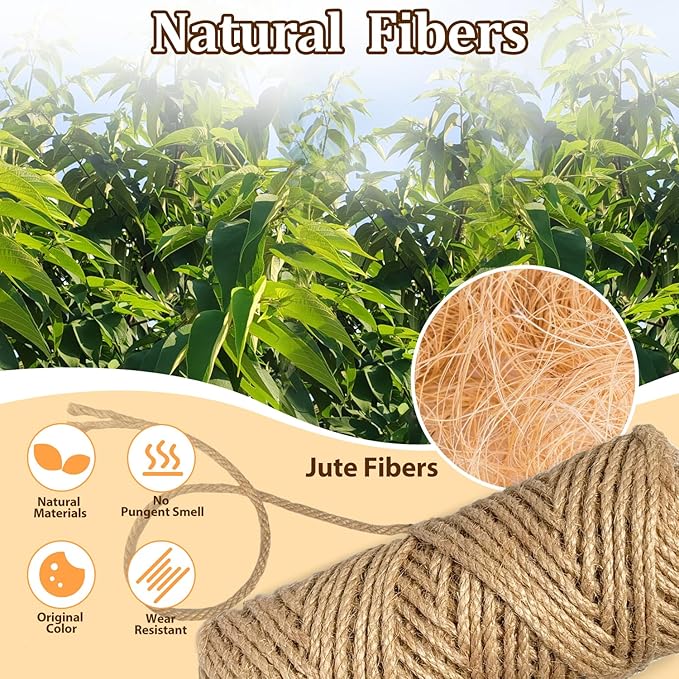 Natural Sisal Rope for Cat Scratcher,1/4 inch,164Ft,Natural Jute Rope for Cat Scratcher Repair and DIY Tree, Recovering, Hemp Twine Rope for Cat Scratching Post Tower Replacement with Chew Toy