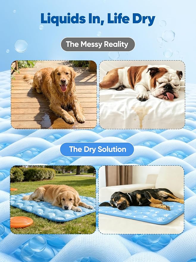 Rywell Super-Absorbent Cooling Mat for Dogs 36"x27" Arc-Chill 3.0 & Color-Changing Dog Cooling Mat, Stay Cool & Dry, Washable, Non-Slip Pet Bed Mat for Floors, Sofas, Kennels